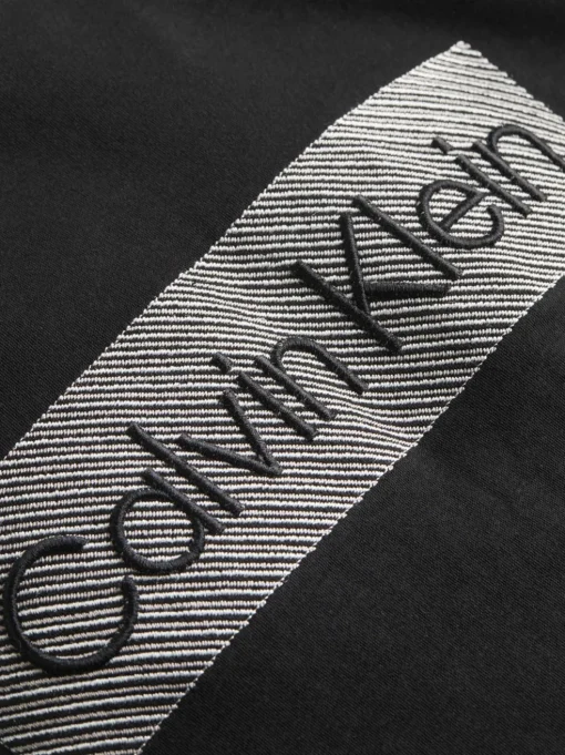 Calvin Klein Textured Embroidery T-shirt, heren T-shirt korte mouw O-hals, zwart