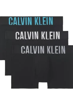 Calvin Klein Trunks (3-pack), heren boxers normale lengte, zwart met gekleurde tailleband