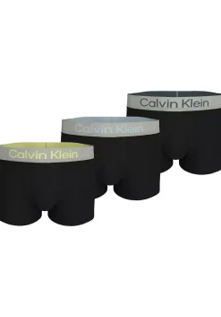 Calvin Klein Trunks (3-pack), heren boxers normale lengte, zwart met gekleurde tailleband