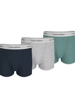 Calvin Klein Trunks (3-pack), heren boxers normale lengte, donkerblauw, grijs, groen
