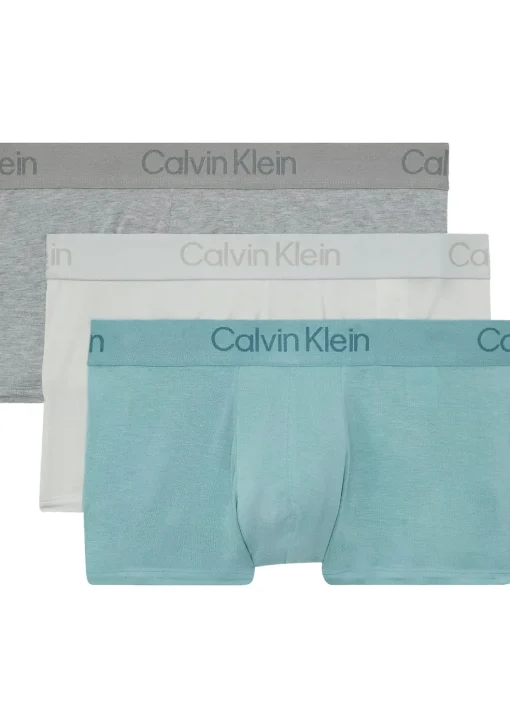 Calvin Klein Trunks (3-pack), heren boxers normale lengte, groen, lichtgrijs, grijs melange