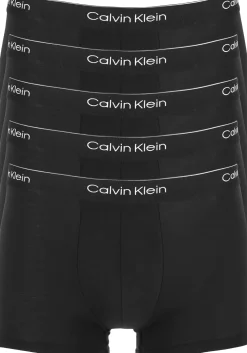 Calvin Klein Trunks (5-pack), heren boxers normale lengte, zwart met zwarte tailleband