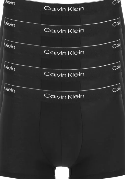 Calvin Klein Trunks (5-pack), heren boxers normale lengte, zwart met zwarte tailleband