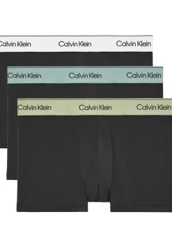 Calvin Klein Trunks (3-pack), heren boxers normale lengte, zwart met gekleurde tailleband