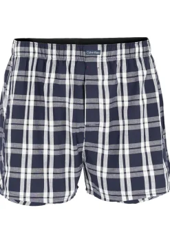 Calvin Klein Woven Boxers (3-pack), wijde heren boxershorts katoen, blauw gestreept en geruit