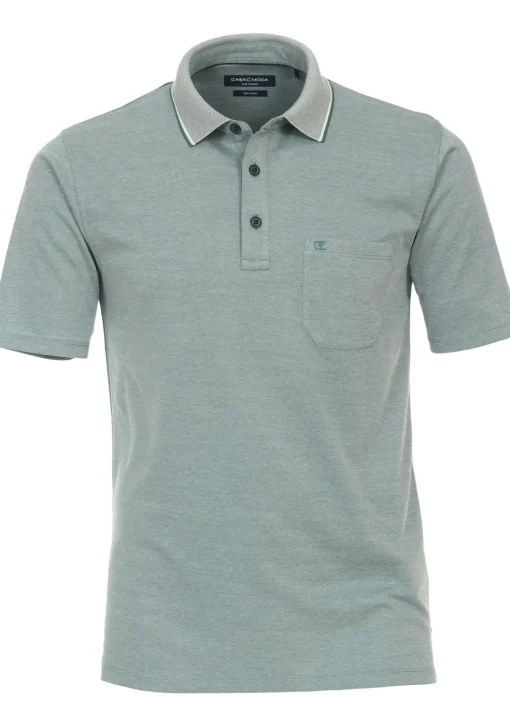 CASA MODA comfort fit heren polo, groen melange