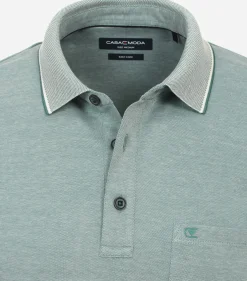 CASA MODA comfort fit heren polo, groen melange