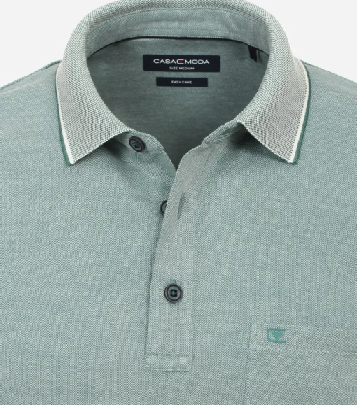 CASA MODA comfort fit heren polo, groen melange