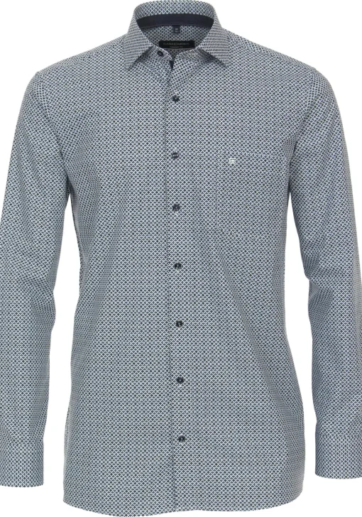 CASA MODA comfort fit overhemd, popeline, blauw met wit dessin