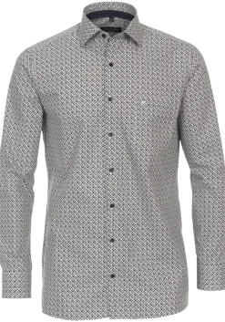 CASA MODA comfort fit overhemd, popeline, bruin dessin