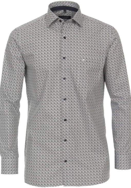 CASA MODA comfort fit overhemd, popeline, bruin dessin