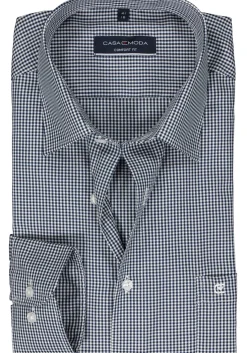 CASA MODA comfort fit overhemd, twill, blauw met wit geruit