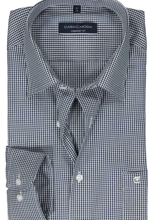 CASA MODA comfort fit overhemd, twill, blauw met wit geruit