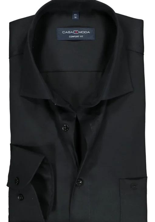 CASA MODA comfort fit overhemd, zwart twill