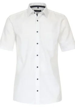 CASA MODA comfort fit overhemd, korte mouw, dobby, wit