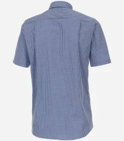 CASA MODA comfort fit overhemd, korte mouw, popeline, blauw geruit
