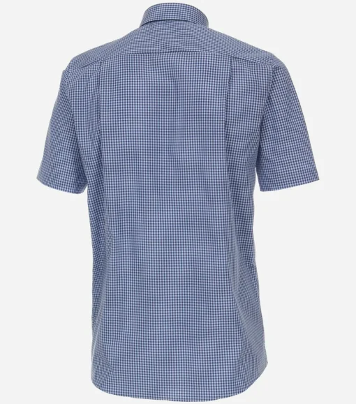 CASA MODA comfort fit overhemd, korte mouw, popeline, blauw geruit