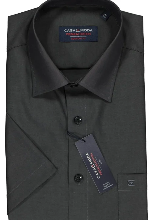 CASA MODA comfort fit overhemd, korte mouw, antraciet grijs