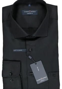 CASA MODA comfort fit overhemd, zwart twill