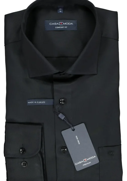 CASA MODA comfort fit overhemd, zwart twill
