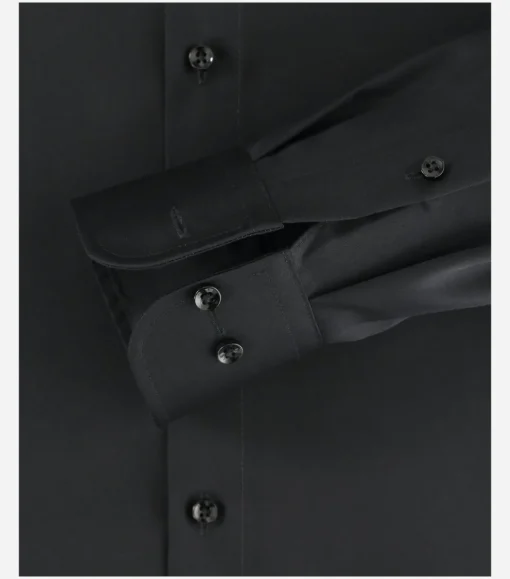 CASA MODA comfort fit overhemd, mouwlengte 7, twill, zwart