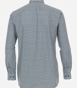 CASA MODA comfort fit overhemd, popeline, blauw met wit dessin