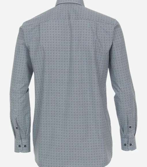 CASA MODA comfort fit overhemd, popeline, blauw met wit dessin