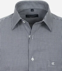 CASA MODA comfort fit overhemd, twill, blauw met wit geruit