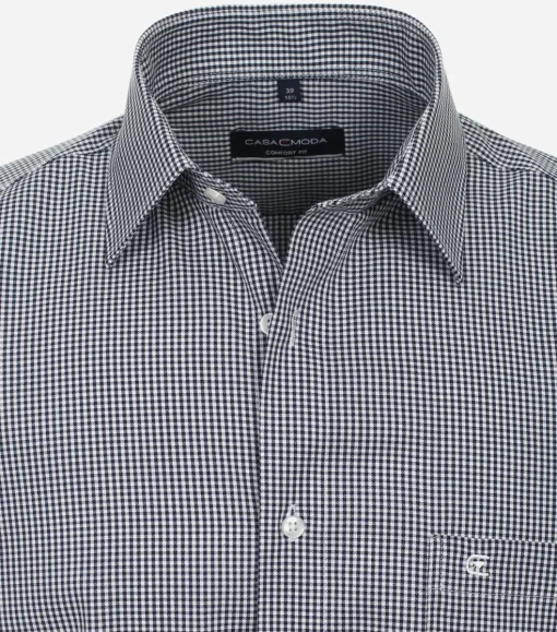 CASA MODA comfort fit overhemd, twill, blauw met wit geruit