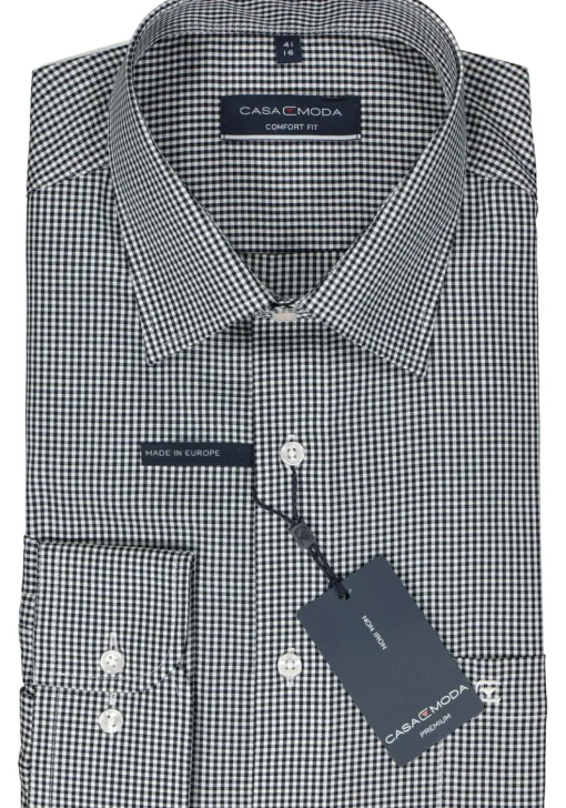 CASA MODA comfort fit overhemd, twill, zwart met wit geruit