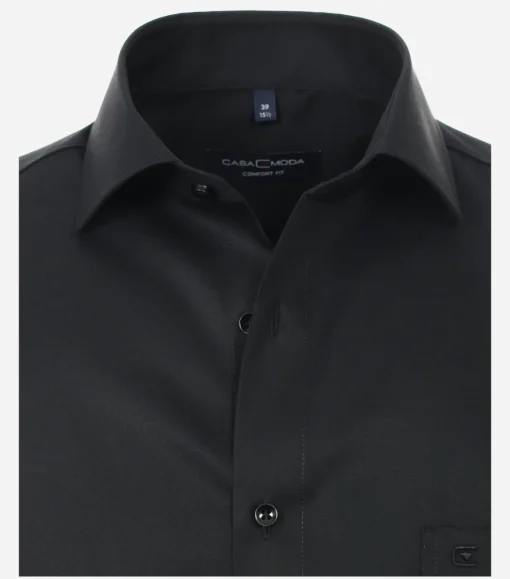 CASA MODA comfort fit overhemd, mouwlengte 7, twill, zwart