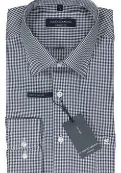 CASA MODA comfort fit overhemd, twill, blauw met wit geruit