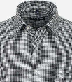 CASA MODA comfort fit overhemd, twill, zwart met wit geruit