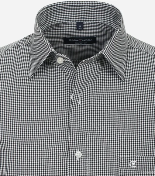 CASA MODA comfort fit overhemd, twill, zwart met wit geruit