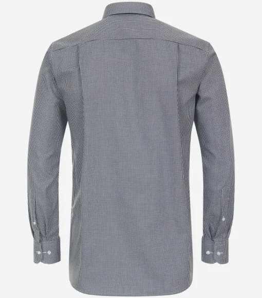 CASA MODA comfort fit overhemd, twill, blauw met wit geruit