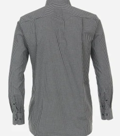 CASA MODA comfort fit overhemd, popeline, zwart met wit geruit