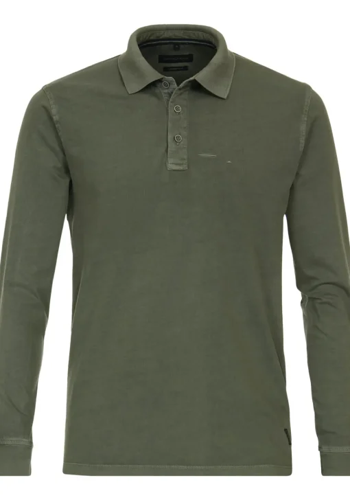 CASA MODA comfort fit polo lange mouw, groen
