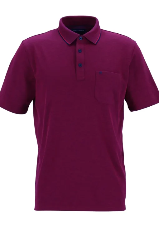 CASA MODA comfort fit poloshirt, donkerroze met blauw melange