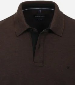 CASA MODA comfort fit polo lange mouw, donkerbruin
