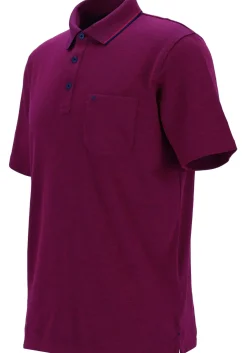 CASA MODA comfort fit poloshirt, donkerroze met blauw melange