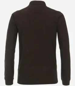 CASA MODA comfort fit polo lange mouw, donkerbruin