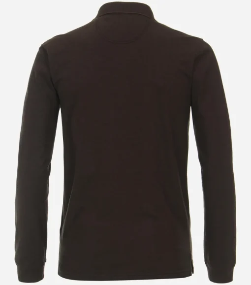 CASA MODA comfort fit polo lange mouw, donkerbruin