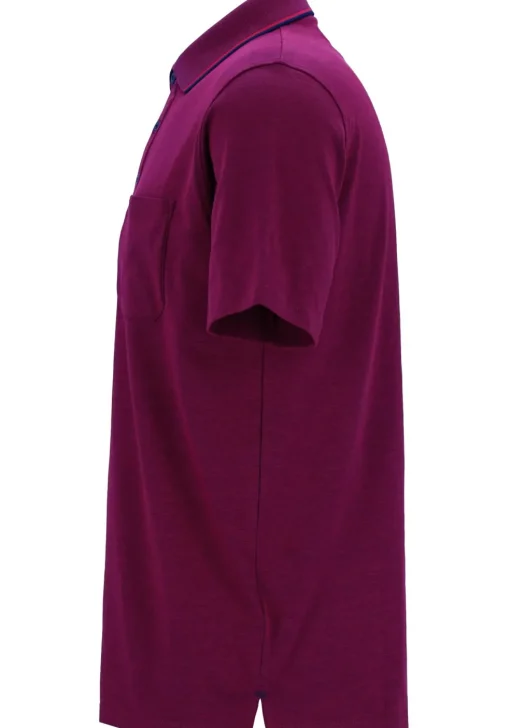 CASA MODA comfort fit poloshirt, donkerroze met blauw melange
