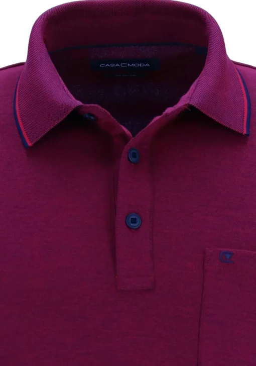 CASA MODA comfort fit poloshirt, donkerroze met blauw melange