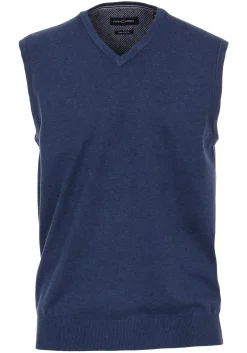 CASA MODA heren spencer katoen, V-hals, blauw