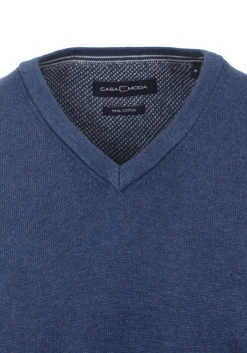 CASA MODA heren spencer katoen, V-hals, blauw