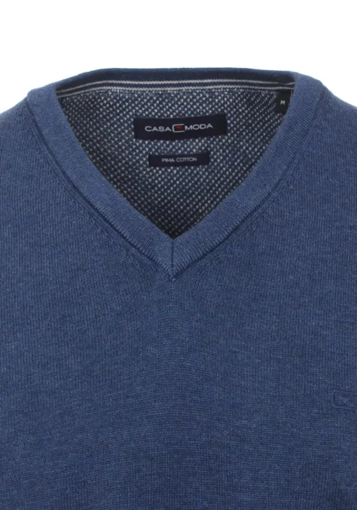 CASA MODA heren spencer katoen, V-hals, blauw