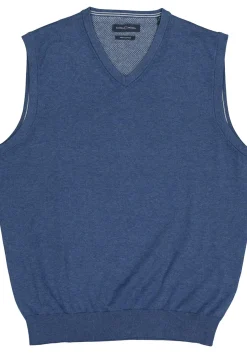 CASA MODA heren spencer katoen, V-hals, blauw