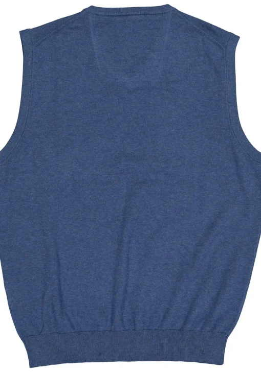 CASA MODA heren spencer katoen, V-hals, blauw