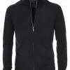 CASA MODA heren vest katoen, met rits, marine blauw